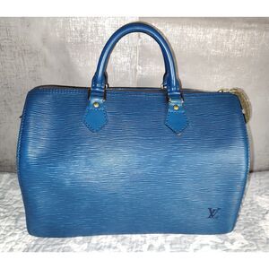 Louis Vuitton Speedy 30 Epi Blue Leather Handbag VI1922